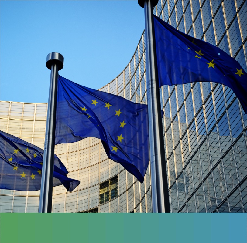 EU flags in front of a government building
